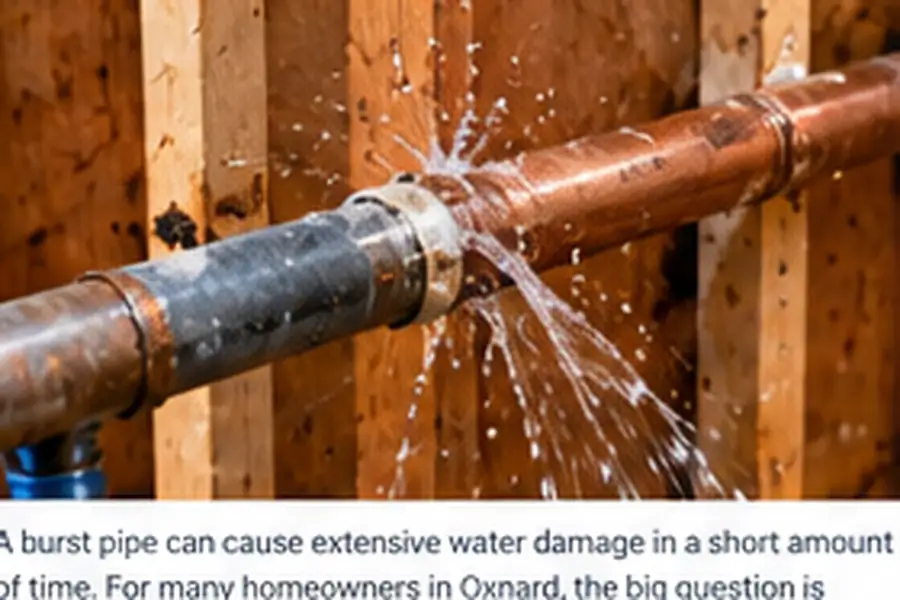 Burst plumbing pipe releasing water