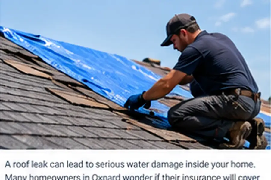 Worker installing temporary protection on a damaged roof
