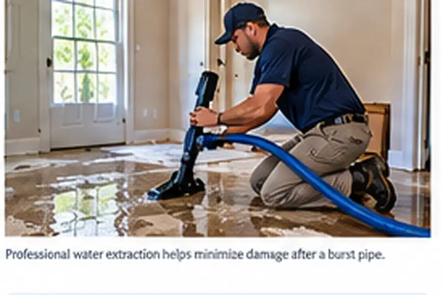 Technician extracting water after a plumbing loss