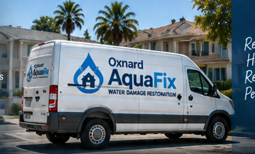 Oxnard AquaFix water damage restoration vehicle outside a residential property
