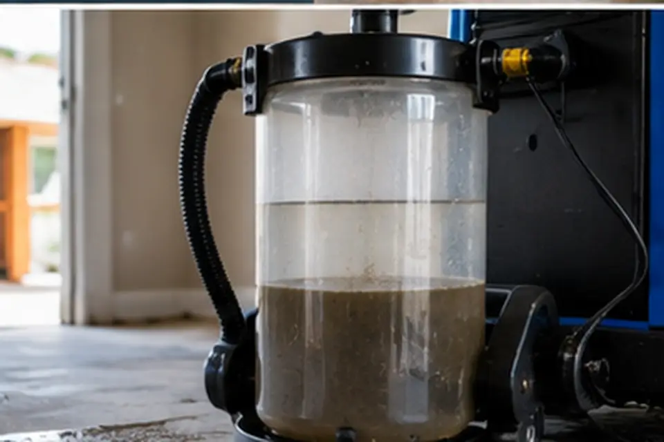 Professional water removal equipment positioned in a water-damaged residential room