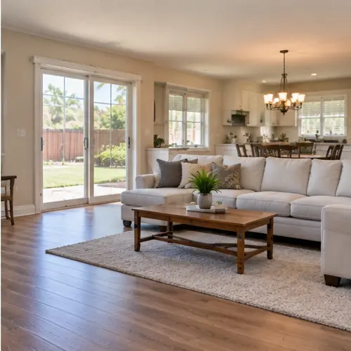Clean restored living room after completion of flood cleanup and drying work