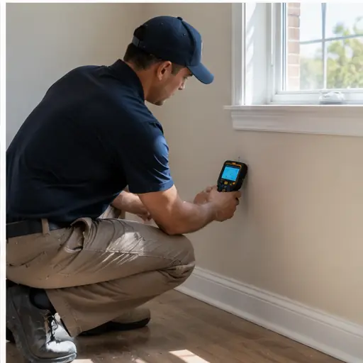 Professional water removal equipment positioned in a water-damaged residential room