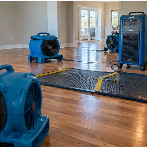 Technician inspecting moisture after structural drying in a residential property